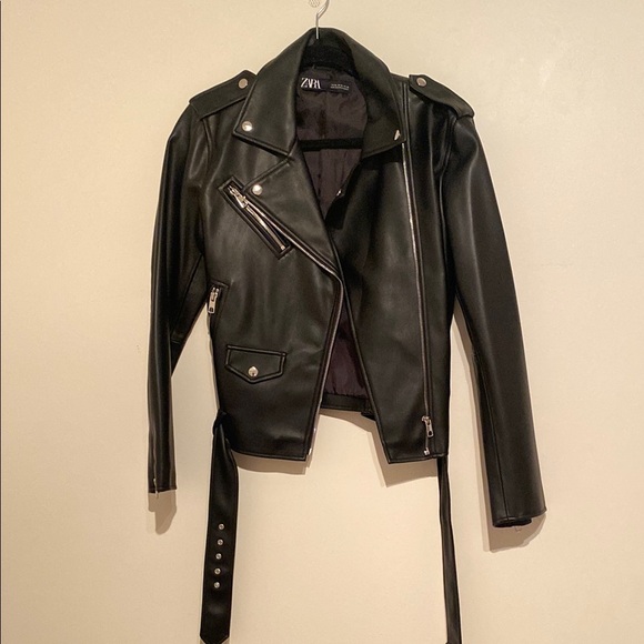 Zara Faux Leather Biker Jacket - Size XL - Picture 2 of 4